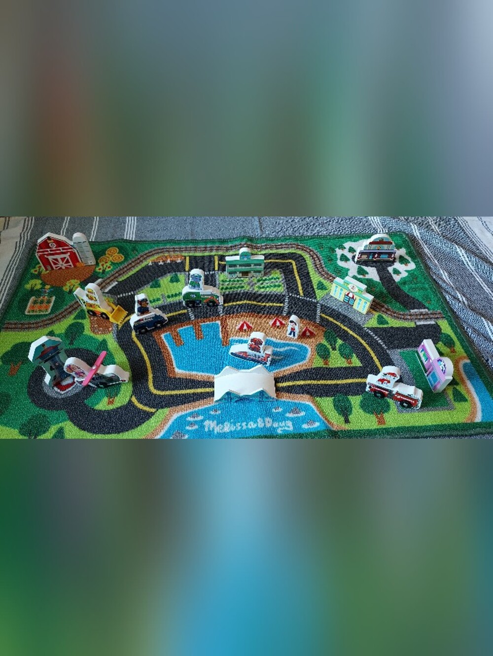 Melissa & Doug Paw Patrol Play Road Rug with Vehicles and Buildings